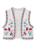 TRAF 2023 Νέο γιλέκο αμάνικο μπουφάν Γυναικείο στάμπα Κεντημένα γιλέκα για γυναίκες Streetwear Καλοκαιρινό γιλέκο Vintage Ανοιχτό Νέο σε μπουφάν