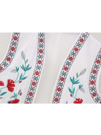 TRAF 2023 Νέο γιλέκο αμάνικο μπουφάν Γυναικείο στάμπα Κεντημένα γιλέκα για γυναίκες Streetwear Καλοκαιρινό γιλέκο Vintage Ανοιχτό Νέο σε μπουφάν