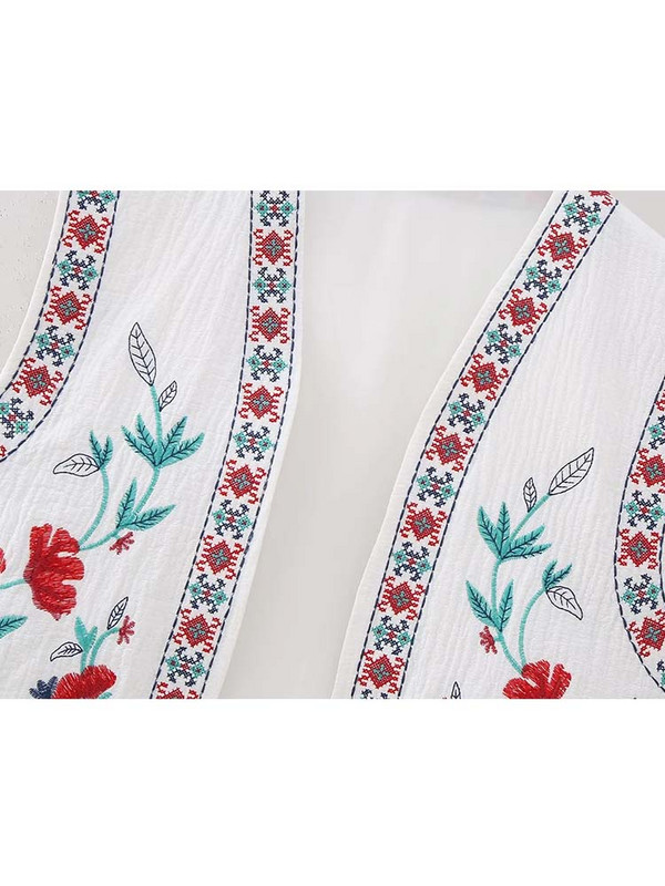 TRAF 2023 Νέο γιλέκο αμάνικο μπουφάν Γυναικείο στάμπα Κεντημένα γιλέκα για γυναίκες Streetwear Καλοκαιρινό γιλέκο Vintage Ανοιχτό Νέο σε μπουφάν