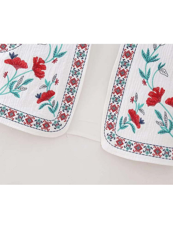 TRAF 2023 Νέο γιλέκο αμάνικο μπουφάν Γυναικείο στάμπα Κεντημένα γιλέκα για γυναίκες Streetwear Καλοκαιρινό γιλέκο Vintage Ανοιχτό Νέο σε μπουφάν