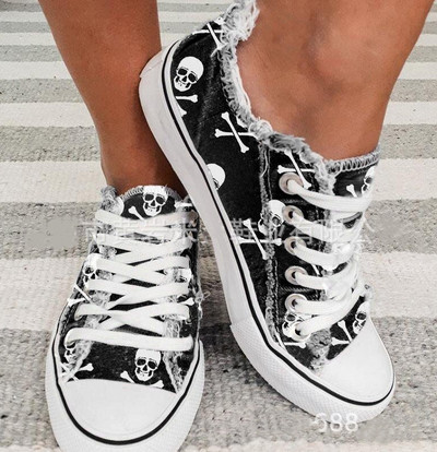 Γυναικεία πάνινα παπούτσια Vulcanized Παπούτσια με τύπωμα ντεγκραντέ χρώμα Casual παπούτσια πλατφόρμας Lace Up Canvas Flats Γυναικεία αθλητικά παπούτσια για τρέξιμο