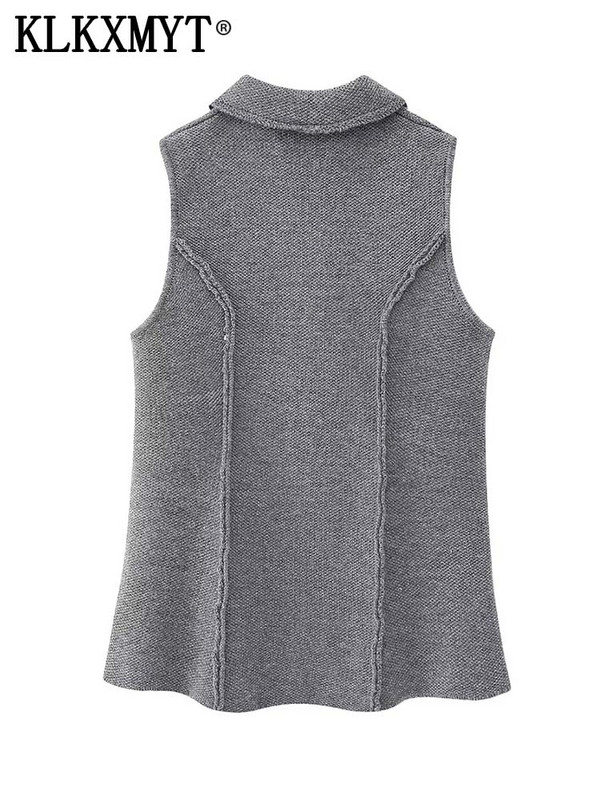 TRAF 2023 Πλεκτά Αμάνικα Γιλέκα Γυναικεία Μόδα με Φερμουάρ Γυναικείο Γιλέκο Παλτό Φθινοπωρινό γυναικείο γιλέκο Κομψά μπλουζάκια