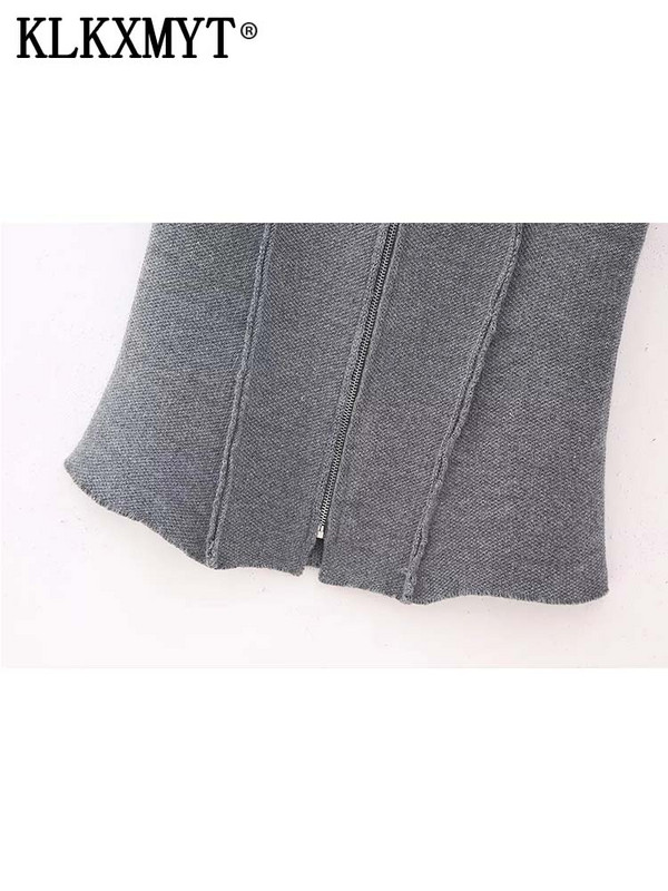 TRAF 2023 Πλεκτά Αμάνικα Γιλέκα Γυναικεία Μόδα με Φερμουάρ Γυναικείο Γιλέκο Παλτό Φθινοπωρινό γυναικείο γιλέκο Κομψά μπλουζάκια