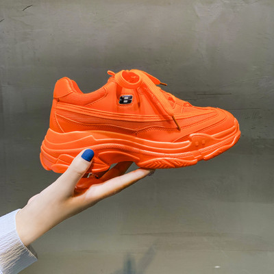 Απαλά, χοντρά αθλητικά παπούτσια, καθημερινά, γυναικεία παπούτσια που αναπνέουν με δίχτυ, επίπεδη, κίτρινα, αθλητικά παπούτσια Γυναικεία πορτοκαλί 2022