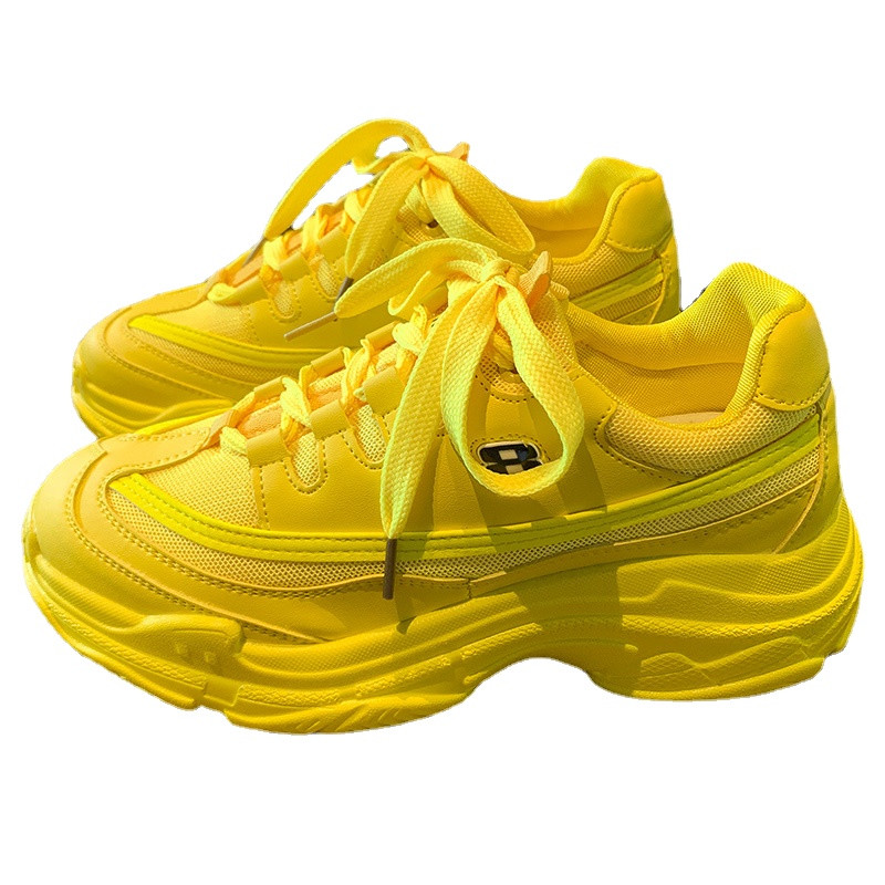 Απαλά, χοντρά αθλητικά παπούτσια, καθημερινά, γυναικεία παπούτσια που αναπνέουν με δίχτυ, επίπεδη, κίτρινα, αθλητικά παπούτσια Γυναικεία πορτοκαλί 2022