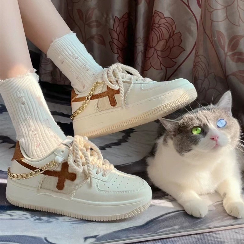 Y2K Κορεάτικες γυναικείες vintage casual γοτθική αλυσίδα μπεζ αθλητικά αθλητικά αθλητικά παπούτσια Αθλητικά Loafers Πλατφόρμα για τένις Παπούτσια χονδρά παπούτσια για αθλητικά παπούτσια