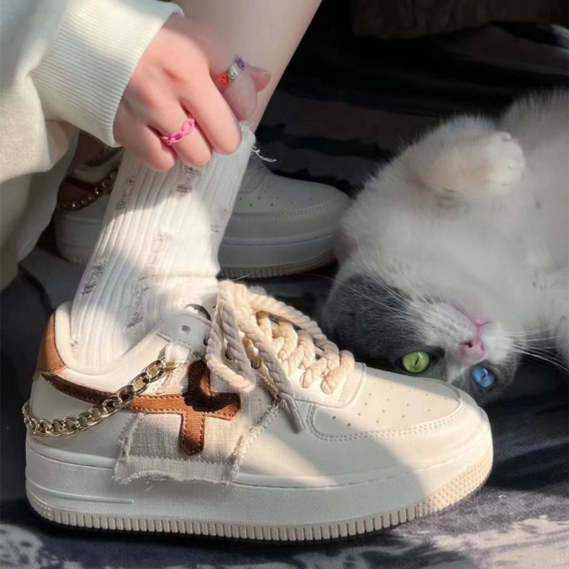 Y2K Κορεάτικες γυναικείες vintage casual γοτθική αλυσίδα μπεζ αθλητικά αθλητικά αθλητικά παπούτσια Αθλητικά Loafers Πλατφόρμα για τένις Παπούτσια χονδρά παπούτσια για αθλητικά παπούτσια