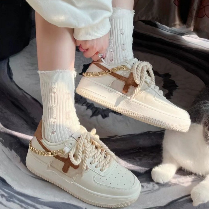 Y2K Κορεάτικες γυναικείες vintage casual γοτθική αλυσίδα μπεζ αθλητικά αθλητικά αθλητικά παπούτσια Αθλητικά Loafers Πλατφόρμα για τένις Παπούτσια χονδρά παπούτσια για αθλητικά παπούτσια