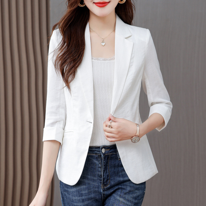 Γυναικείο σακάκι με μικρό μανίκι τριών τετάρτων Γυναικείο καλοκαιρινό λεπτό 2023 Νέο κοντό λεπτό παντός αγώνα Office Γυναικεία μπλουζάκια