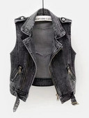 Hall Jean Cowboy vest Hole Denim naiste vest Naiste kevad-sügis varrukateta topid Lühike jope Tüdrukute lõhki 5XL vest