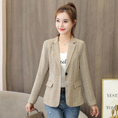 Γυναικείο σακάκι κορεατικής μόδας Casual σακάκια άνοιξη φθινόπωρο 2023 Νέο καρό μακρυμάνικο γραφείο για γυναικεία μπλέιζερ παντού