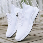 Suvised meeste kingad uus mood valge hingav võrgust spordijalatsid meeste madala nööriga nööriga põrutusi summutavad jooksujalatsid