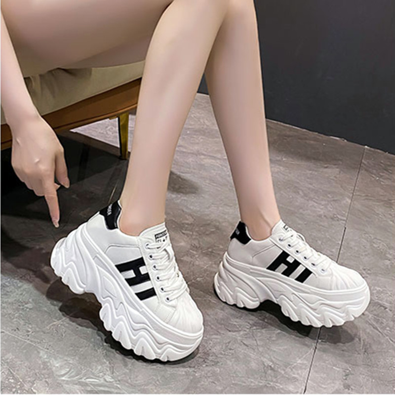 Pantofi groși pentru femei, cu fundul gros, pantofi din piele pentru femei, pantofi cu platformă, respirabili, creștere înaltă, pantofi casual, pantofi pentru femei