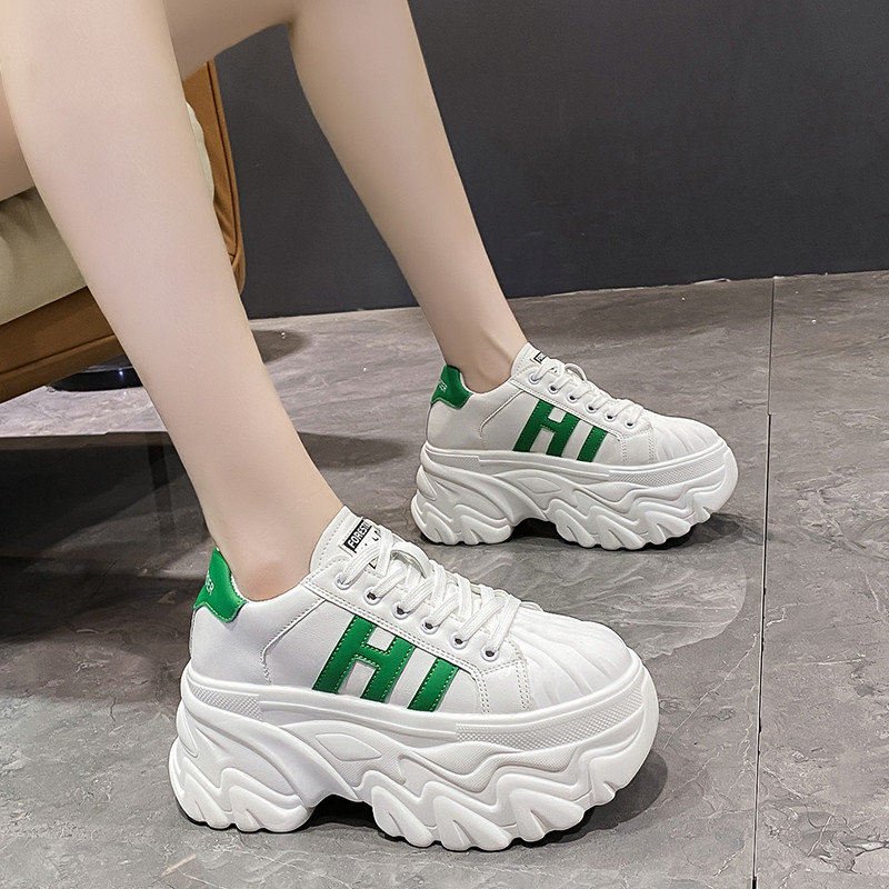 Pantofi groși pentru femei, cu fundul gros, pantofi din piele pentru femei, pantofi cu platformă, respirabili, creștere înaltă, pantofi casual, pantofi pentru femei