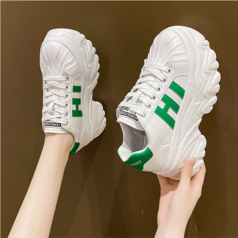 Pantofi groși pentru femei, cu fundul gros, pantofi din piele pentru femei, pantofi cu platformă, respirabili, creștere înaltă, pantofi casual, pantofi pentru femei