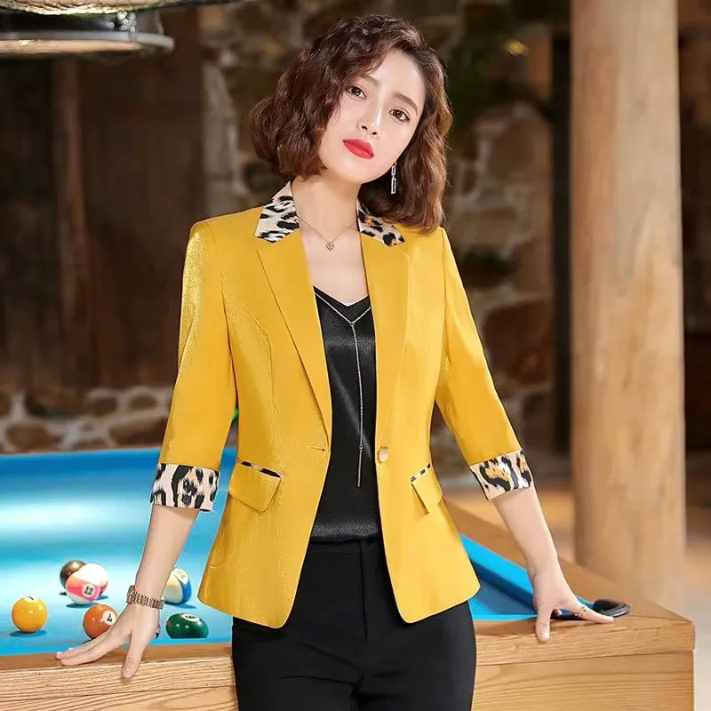 Άνοιξη Καλοκαίρι 2023 Νέα μόδα Γυναικείο σακάκι ρετρό μανίκια τριών τετάρτων βρετανικού στιλ Casual Slim άγριο κοστούμι Γυναικείο outwea