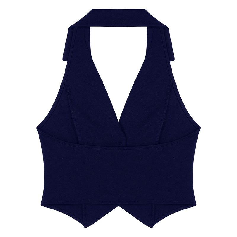 Γυναικεία γιλέκα με λαιμόκοψη με λαιμόκοψη με λαιμόκοψη Γυναικείες κροπ μπλούζες Επίσημες κομψές OL κοστούμια γιλέκο Γιλέκο επαγγελματικά ρούχα Mujer