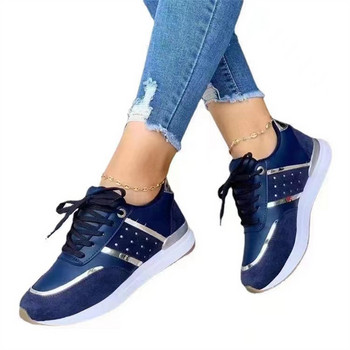 2023 Дамски маратонки Обувки на платформа Кожени пачуърк Ежедневни спортни обувки Дамски обувки за бягане на открито Вулканизирани обувки Zapatillas Mujer