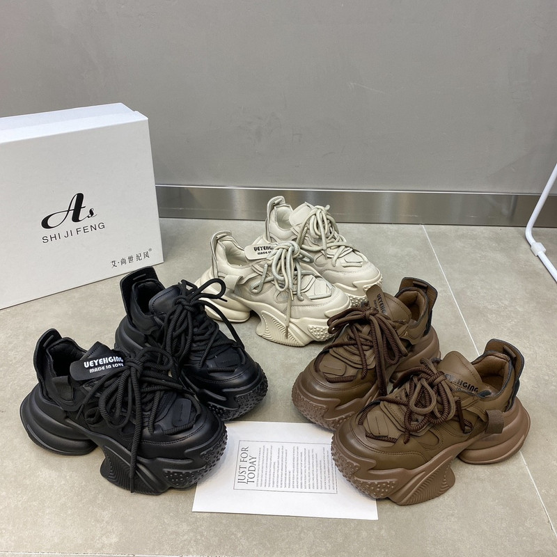 Νέα ανοιξιάτικα χοντρά αθλητικά παπούτσια Γυναικεία φθινοπωρινά πάνινα παπούτσια με χοντρό κάτω μέρος Αύξηση ύψους Αθλητικά παπούτσια μπαμπάς Γυναικεία παπούτσια casual