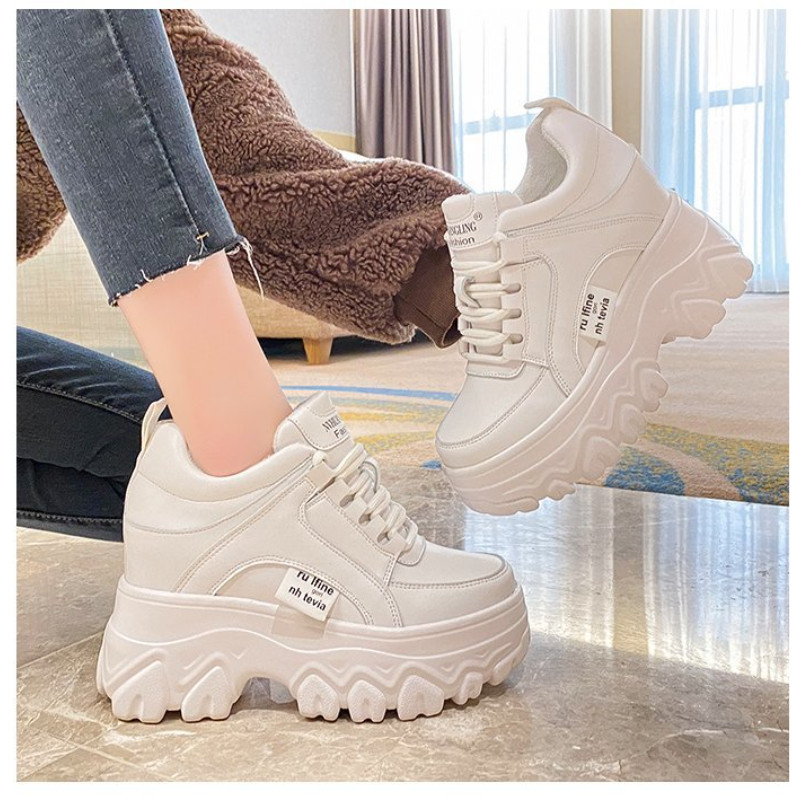 Internal Increase Debele cipele Ženske udobne cipele s platformom Ženske ležerne vulkanizirane cipele Modne ženske tenisice na visoku petu