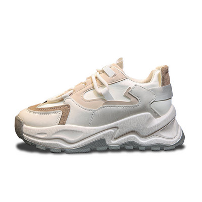 BKQU 2023 Γυναικεία Ανοιξιάτικα Αθλητικά Αθλητικά Παπούτσια, Γκρι καφέ Αθλητικά Παπούτσια, Comfort Casual ψηλά αθλητικά παπούτσια Γυναικεία Vulcanize Sneakers