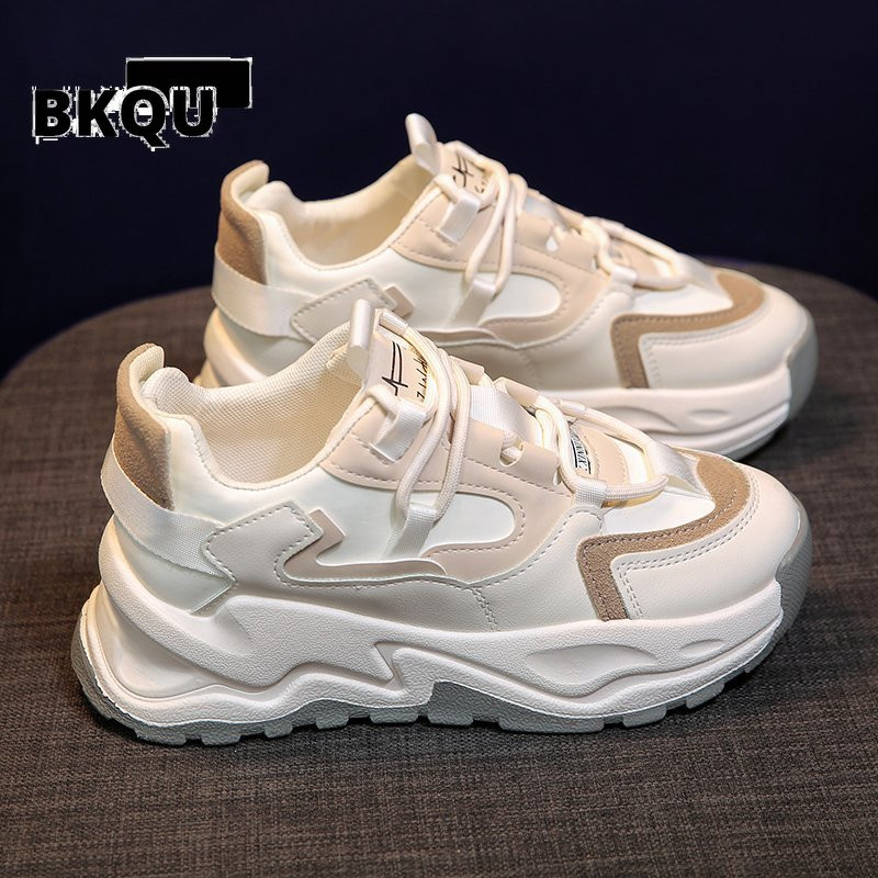 BKQU 2023 Γυναικεία Ανοιξιάτικα Αθλητικά Αθλητικά Παπούτσια, Γκρι καφέ Αθλητικά Παπούτσια, Comfort Casual ψηλά αθλητικά παπούτσια Γυναικεία Vulcanize Sneakers