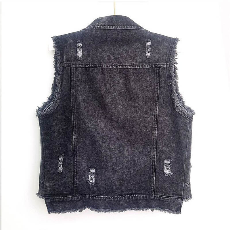 Τζιν γιλέκο Γυναικείο 2023Νέο κορεατικό τζιν τζιν γιλέκα μονό στήθος κοντό αμάνικο σακάκι Εξωτερικά γυναικεία μπλουζάκια 4XL