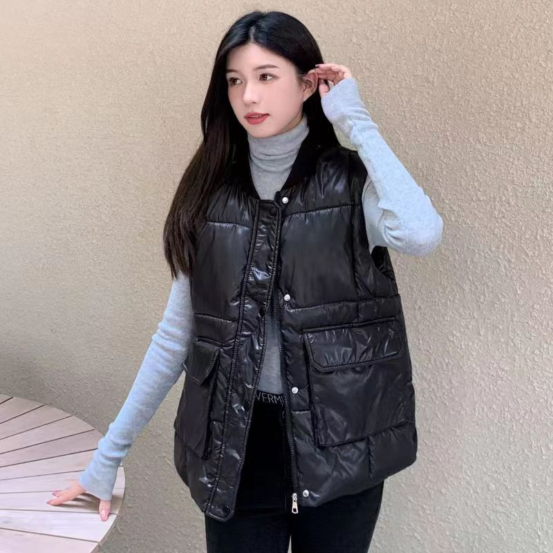 2023 Νέο Φθινόπωρο Χειμώνας Γυναικείο Βαμβακερό Γιλέκο Μπουφάν Μονόχρωμο Μεγάλη Τσέπη Αμάνικο Γιλέκο για Γυναικείο παλτό με τοπ