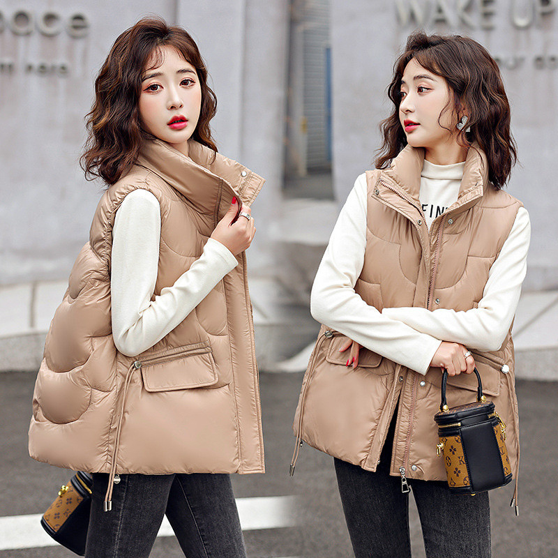 Φθινοπωρινό χειμερινό πουπουλένιο βαμβακερό γιλέκο 2023 Νέο γυναικείο κοντό σακάκι Outerwear Μόδα αμάνικο γιλέκο γιλέκα Γυναικείο παλτό
