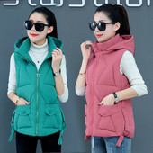 2023 Νέο Φθινοπωρινό χειμερινό κοντό βαμβακερό γιλέκο με κουκούλα Γυναικείο αμάνικο παλτό Ζεστό γυναικείο χειμωνιάτικο γιλέκο