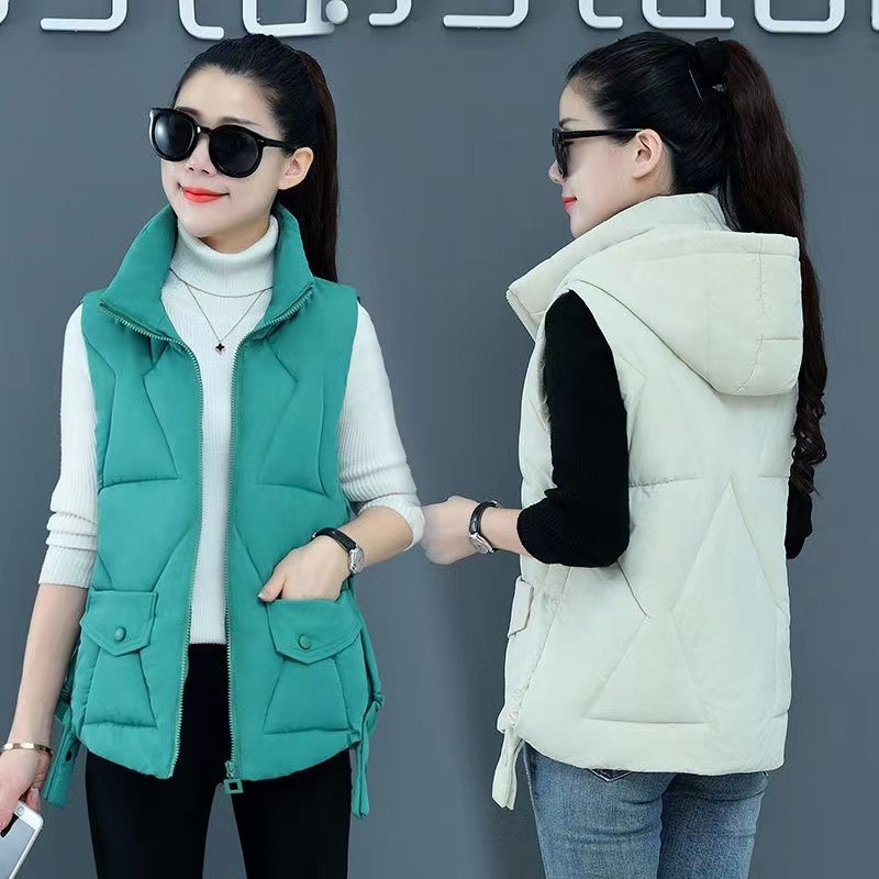 2023 Νέο Φθινοπωρινό χειμερινό κοντό βαμβακερό γιλέκο με κουκούλα Γυναικείο αμάνικο παλτό Ζεστό γυναικείο χειμωνιάτικο γιλέκο