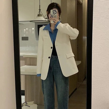 Γυναικείο κοστούμι άνοιξη φθινόπωρο 2023Νέο κορεατικό vintage ψεύτικο μακρυμάνικο μπλέιζερ δύο τεμαχίων Γυναικείο παλτό Casual γυναικεία μπλουζάκια γραφείου