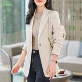 Χακί κοστούμι Γυναικείο παλτό άνοιξη φθινόπωρο 2023 Νέα μόδα Κορεάτικα μακρυμάνικα σακάκια Γυναικείο μπουφάν Casual γραφείο Γυναικεία μπλουζάκια