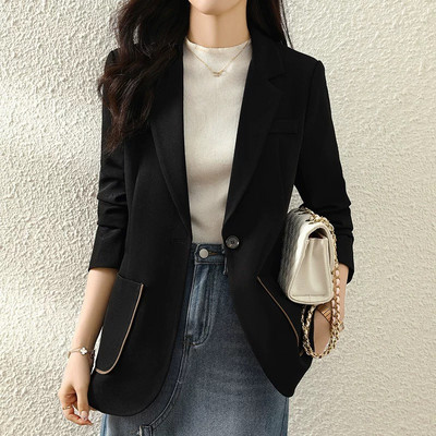 Moteriškas švarkas, 2022 m. naujos mados pavasario rudens ilgomis rankovėmis laisvalaikio biuro striukė Moteriškas darbinis paltas Viršutiniai moteriški kostiumai paltai Moteriškas paltas