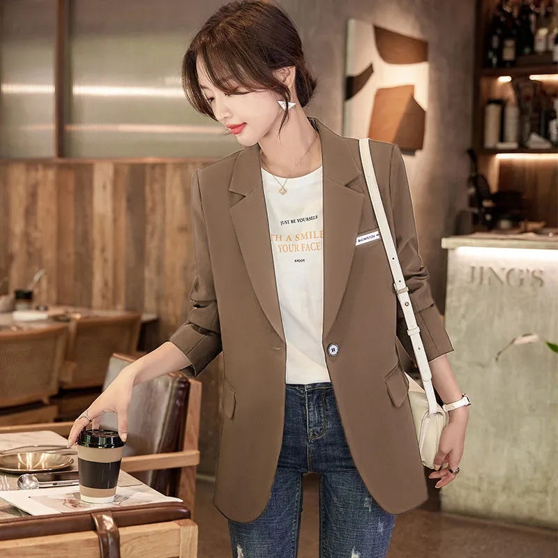 Γυναικείο σακάκι κορεατικής μόδας βρετανικού τύπου Casual Loose σακάκια Γυναικεία άνοιξη φθινόπωρο Νέο παντός αγώνα Office Ladies Blazer