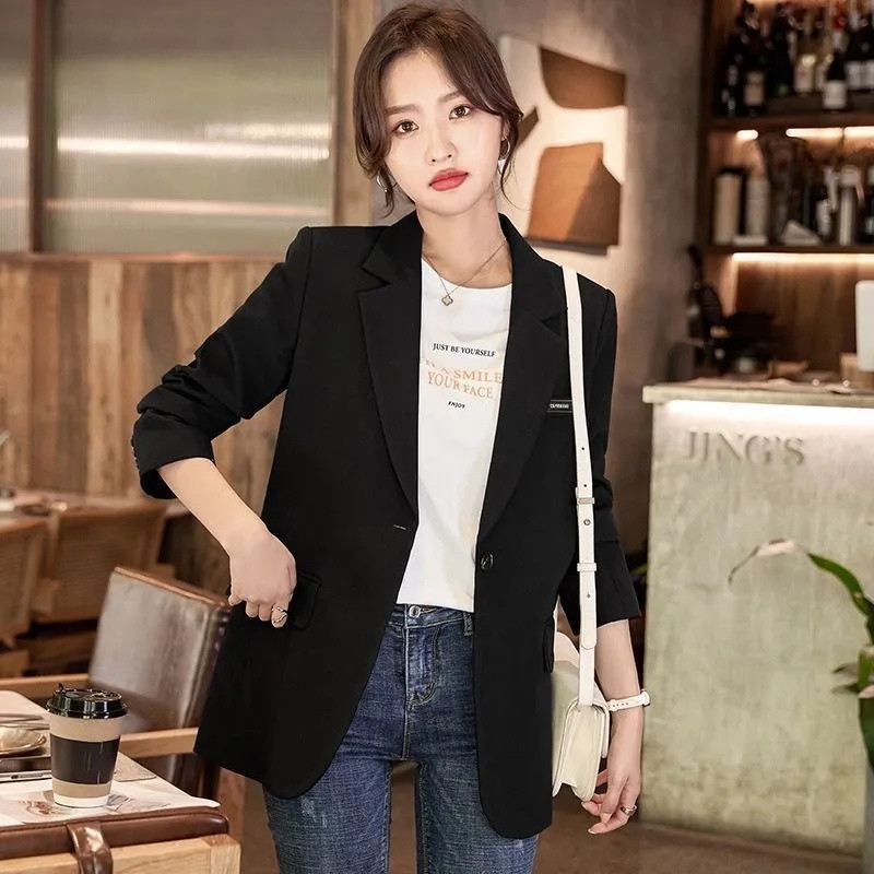 Γυναικείο σακάκι κορεατικής μόδας βρετανικού τύπου Casual Loose σακάκια Γυναικεία άνοιξη φθινόπωρο Νέο παντός αγώνα Office Ladies Blazer