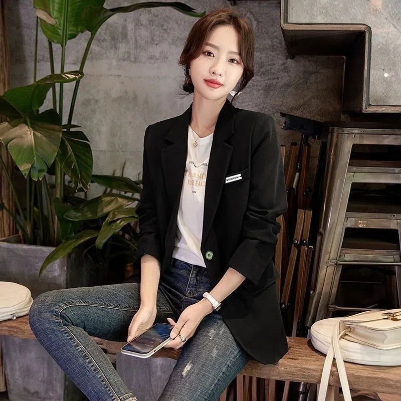 Γυναικείο σακάκι κορεατικής μόδας βρετανικού τύπου Casual Loose σακάκια Γυναικεία άνοιξη φθινόπωρο Νέο παντός αγώνα Office Ladies Blazer