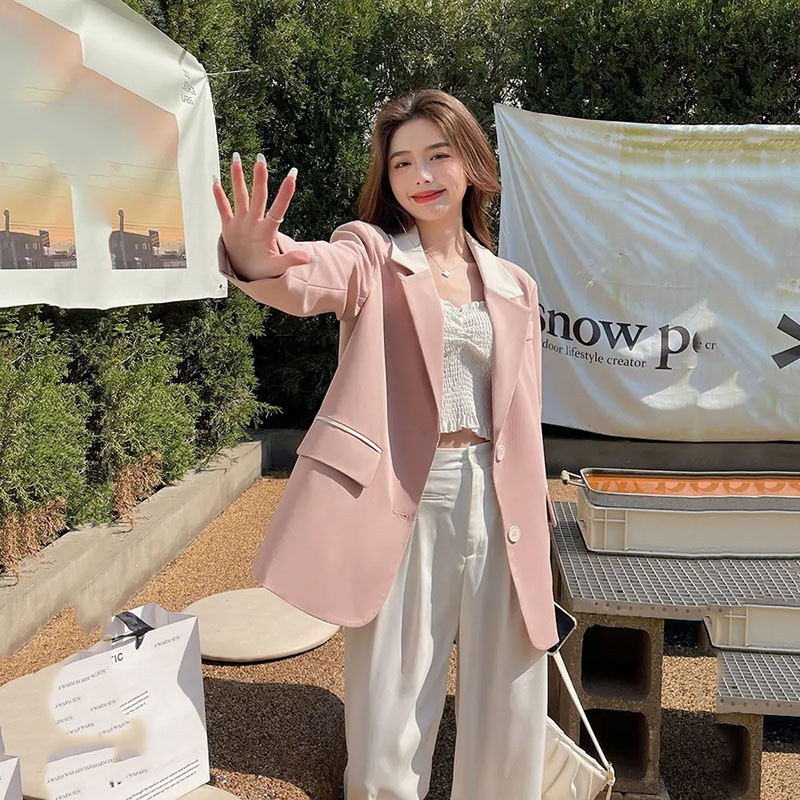 2023 New Blazers Γυναικεία Κορεάτικη μονόπλευρη λεπτή φόρμα γυναικεία μόδα Κομψά γυναικεία σακάκια πανωφόρια