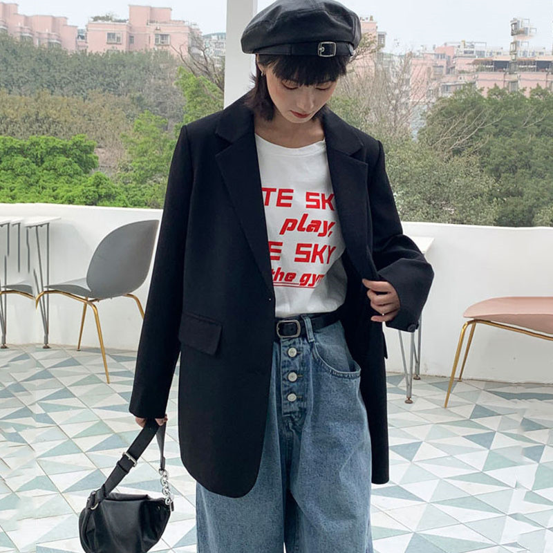 2023. aasta uus bleiserjakk, naiste kevad-sügismood, üherealine sinine kontoris vabaaja pikkade varrukatega ülikonnamantel, naiste välirõivaste topp