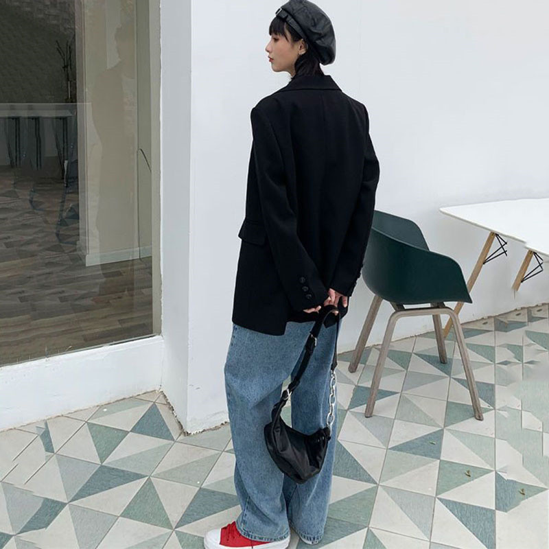 2023. aasta uus bleiserjakk, naiste kevad-sügismood, üherealine sinine kontoris vabaaja pikkade varrukatega ülikonnamantel, naiste välirõivaste topp