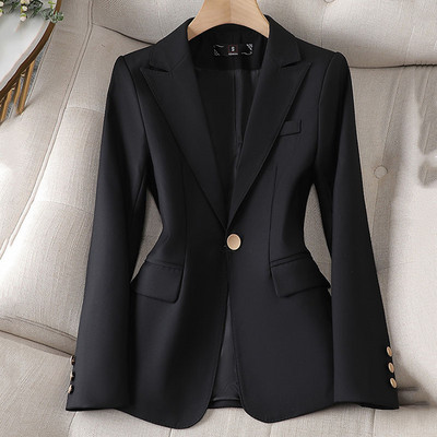 Moteriškas švarkas, 2023 m. mados pavasario ruduo, naujas korėjietiškas vienos sagos trumpas laisvalaikio kostiumas, moteriškas biuro švarkas, viršutiniai drabužiai