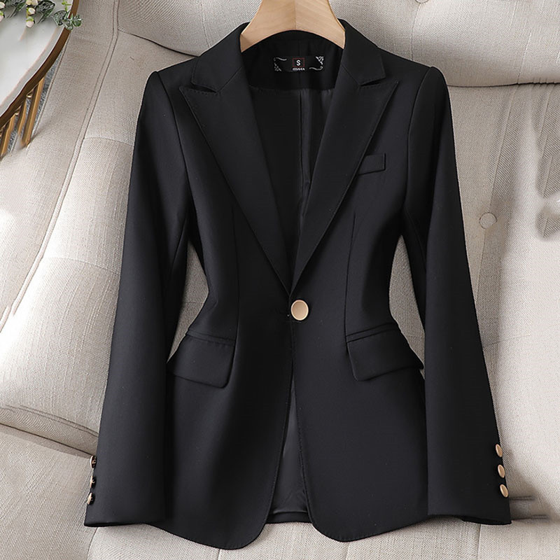 Moteriškas švarkas, 2023 m. mados pavasario ruduo, naujas korėjietiškas vienos sagos trumpas laisvalaikio kostiumas, moteriškas biuro švarkas, viršutiniai drabužiai