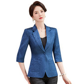 Νέο γυναικείο μπλέιζερ 2023 Άνοιξη Καλοκαίρι με εμπριμέ κοστούμι τριών τετάρτων Γυναικείο παλτό casual γραφείο Γυναικεία μπλουζάκια μπλουζάκια