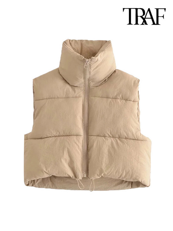 Γυναικείο φερμουάρ TRAF Γυναικείο γιλέκο με μονόχρωμο παλτό Vintage με ρυθμιζόμενο στρίφωμα Γυναικείο γιλέκο Κομψές μπλούζες