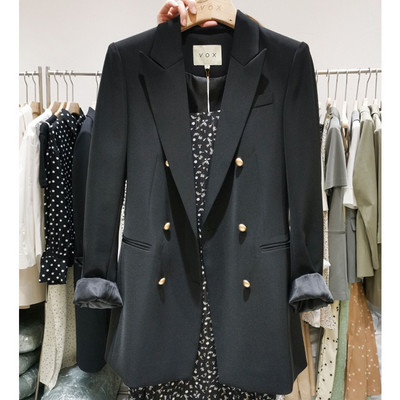 LY VAREY LIN Νέο Ανοιξιάτικο Φθινοπωρινό Vintage Γυναικείο μακρυμάνικο μονόχρωμο σακάκι γραφείου Γυναικείο γιακά με διπλό στήθος