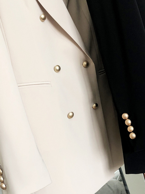 LY VAREY LIN Νέο Ανοιξιάτικο Φθινοπωρινό Vintage Γυναικείο μακρυμάνικο μονόχρωμο σακάκι γραφείου Γυναικείο γιακά με διπλό στήθος