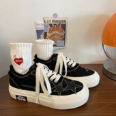 Γυναικεία παπούτσια καμβά μόδας SHANPA Μαύρα συνονθύλευμα Παπούτσια Casual Sneaker σε στυλ Χονγκ Κονγκ Γυναικεία παπούτσια Skateboard