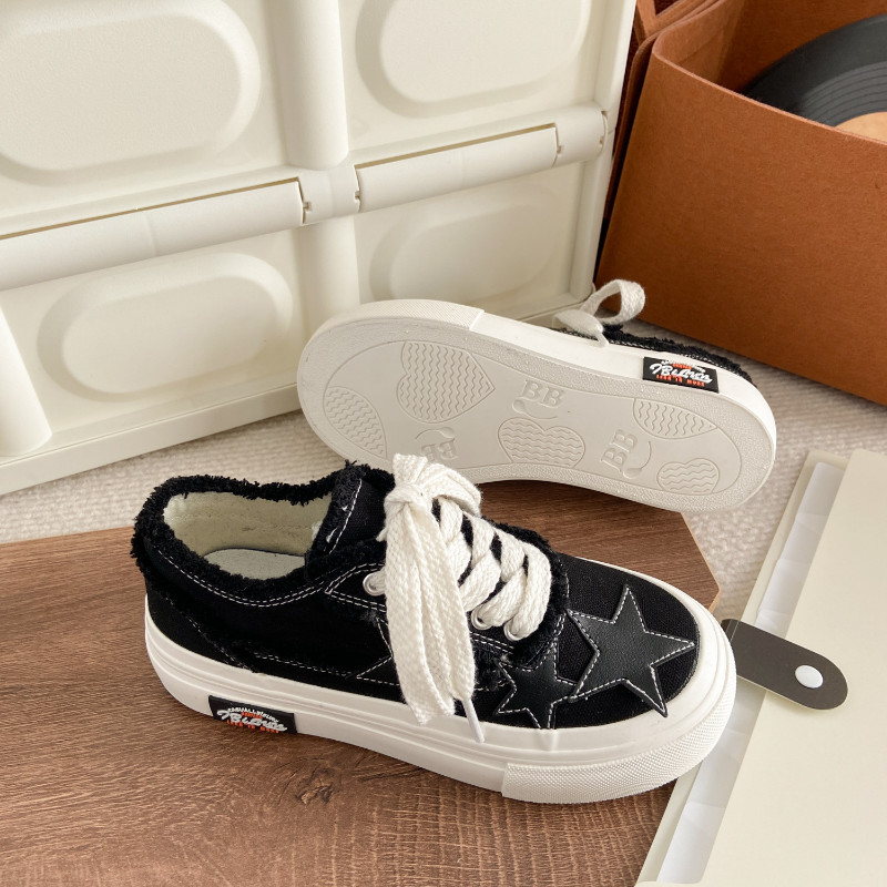 Γυναικεία παπούτσια καμβά μόδας SHANPA Μαύρα συνονθύλευμα Παπούτσια Casual Sneaker σε στυλ Χονγκ Κονγκ Γυναικεία παπούτσια Skateboard