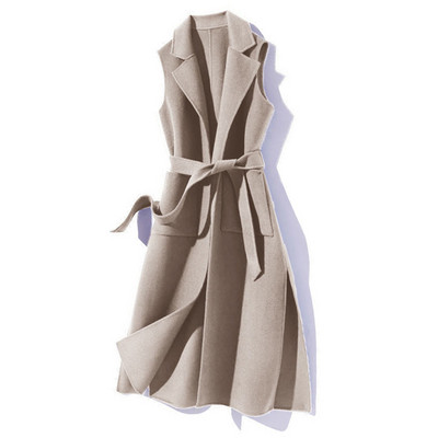 Naiste kevad-sügis uus moodne varrukateta keskmise pikkusega Collect vööst vest lahtine mantel