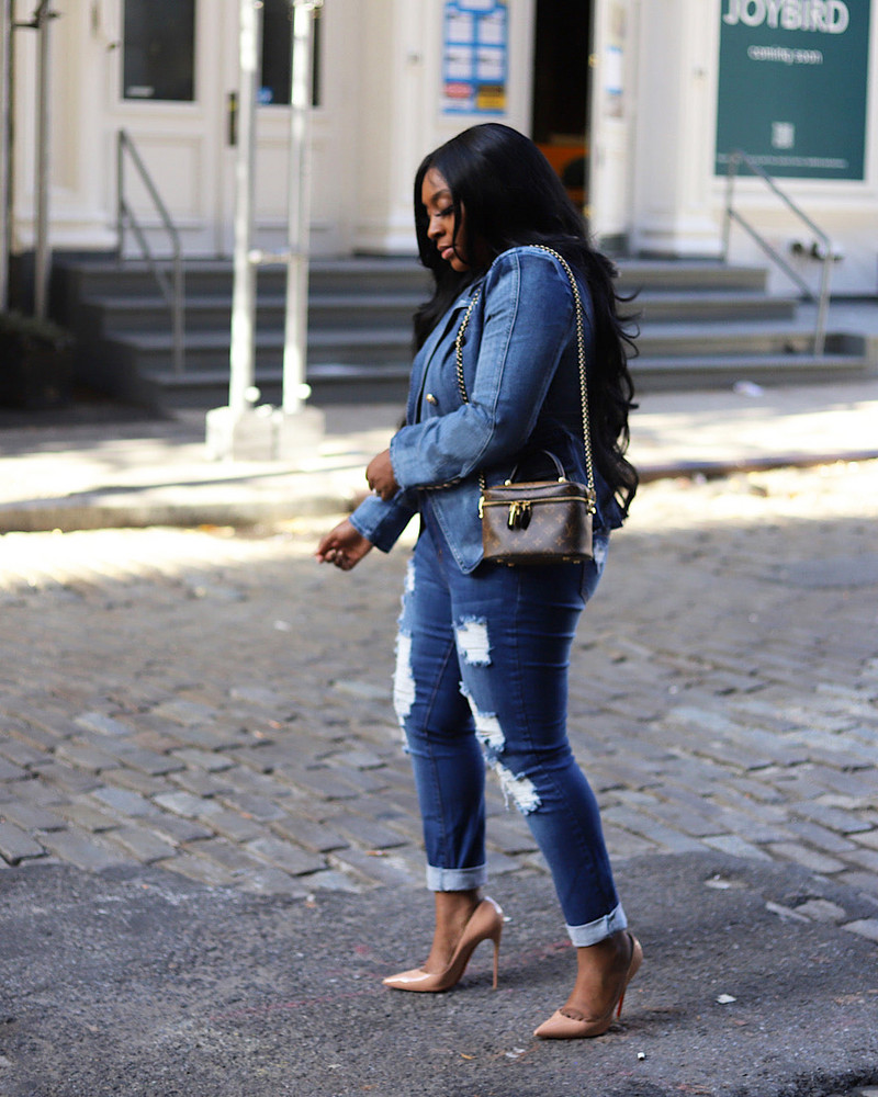 Felyn 2023 Υψηλής ποιότητας, νέας σχεδίασης, τζιν μπλέιζερ με συμπαγή κουμπιά έξω από το δρόμο